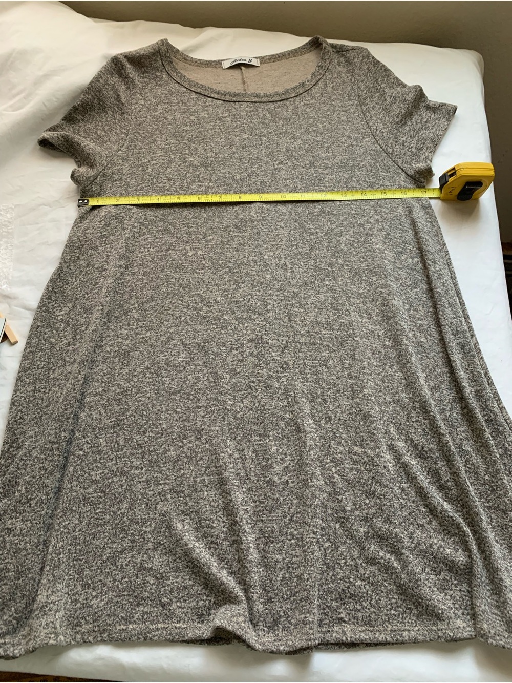 Aiden Y - Oak Heathered Gray Brushed A-Line Swing Tunic Top